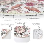 - RealHomes Dijital Baskılı Kaymaz Tabanlı Comfort Yuvarlak Halı - Realhomes  Papatya ve Gül Tasarımlı Dijital Baskılı Renkli Salon Oturma Odası Yıkanabilir Kaymaz Tabanlı Yuvarlak Halı Realhomes