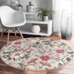 - RealHomes Dijital Baskılı Kaymaz Tabanlı Comfort Yuvarlak Halı - Realhomes  Papatya ve Gül Tasarımlı Dijital Baskılı Modern Renkli Salon Oturma Odası Yıkanabilir Kaymaz Tabanlı Yuvarlak Halı Realhomes