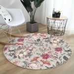 - RealHomes Dijital Baskılı Kaymaz Tabanlı Comfort Yuvarlak Halı - Realhomes  Papatya ve Gül Tasarımlı Dijital Baskılı Modern Renkli Salon Oturma Odası Yıkanabilir Kaymaz Tabanlı Yuvarlak Halı Realhomes