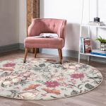 - RealHomes Dijital Baskılı Kaymaz Tabanlı Comfort Yuvarlak Halı - Realhomes  Papatya ve Gül Tasarımlı Dijital Baskılı Modern Renkli Salon Oturma Odası Yıkanabilir Kaymaz Tabanlı Yuvarlak Halı Realhomes