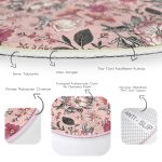 - RealHomes Dijital Baskılı Kaymaz Tabanlı Comfort Yuvarlak Halı - Realhomes Papatya ve Gül Tasarımlı Dijital Baskılı Pembe Salon Oturma Odası Yıkanabilir Kaymaz Tabanlı Yuvarlak Halı Realhomes