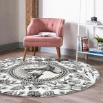 - RealHomes Dijital Baskılı Kaymaz Tabanlı Comfort Yuvarlak Halı - Realhomes  Karakalem Çiçek ve Portre Desenli Dijital Baskılı Krem Salon Oturma Odası Yıkanabilir Kaymaz Tabanlı Yuvarlak Halı Realhomes