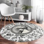 - RealHomes Dijital Baskılı Kaymaz Tabanlı Comfort Yuvarlak Halı - Realhomes  Karakalem Çiçek ve Portre Desenli Dijital Baskılı Krem Salon Oturma Odası Yıkanabilir Kaymaz Tabanlı Yuvarlak Halı Realhomes