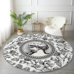 - RealHomes Dijital Baskılı Kaymaz Tabanlı Comfort Yuvarlak Halı - Realhomes  Karakalem Çiçek ve Portre Desenli Dijital Baskılı Krem Salon Oturma Odası Yıkanabilir Kaymaz Tabanlı Yuvarlak Halı Realhomes