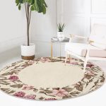 - RealHomes Dijital Baskılı Kaymaz Tabanlı Comfort Yuvarlak Halı - Realhomes  Renkli Çiçek Çerçeveli Dijital Baskılı Modern Salon ve Oturma Odası Yıkanabilir Kaymaz Tabanlı Yuvarlak Halı Realhomes