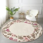 - RealHomes Dijital Baskılı Kaymaz Tabanlı Comfort Yuvarlak Halı - Realhomes  Renkli Çiçek Çerçeveli Dijital Baskılı Modern Salon ve Oturma Odası Yıkanabilir Kaymaz Tabanlı Yuvarlak Halı Realhomes