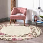 - RealHomes Dijital Baskılı Kaymaz Tabanlı Comfort Yuvarlak Halı - Realhomes  Renkli Çiçek Çerçeveli Dijital Baskılı Modern Salon ve Oturma Odası Yıkanabilir Kaymaz Tabanlı Yuvarlak Halı Realhomes