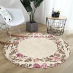 - RealHomes Dijital Baskılı Kaymaz Tabanlı Comfort Yuvarlak Halı - Realhomes  Renkli Çiçek Çerçeveli Dijital Baskılı Modern Salon ve Oturma Odası Yıkanabilir Kaymaz Tabanlı Yuvarlak Halı Realhomes