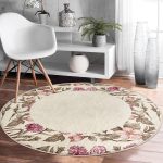 - RealHomes Dijital Baskılı Kaymaz Tabanlı Comfort Yuvarlak Halı - Realhomes  Renkli Çiçek Çerçeveli Dijital Baskılı Modern Salon ve Oturma Odası Yıkanabilir Kaymaz Tabanlı Yuvarlak Halı Realhomes