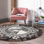 - RealHomes Dijital Baskılı Kaymaz Tabanlı Comfort Yuvarlak Halı - Realhomes  Gül ve Portre Motifli Dijital Baskılı Kahverengi Salon Oturma Odası Yıkanabilir Kaymaz Tabanlı Yuvarlak Halı Realhomes