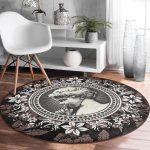 - RealHomes Dijital Baskılı Kaymaz Tabanlı Comfort Yuvarlak Halı - Realhomes  Gül ve Portre Motifli Dijital Baskılı Kahverengi Salon Oturma Odası Yıkanabilir Kaymaz Tabanlı Yuvarlak Halı Realhomes