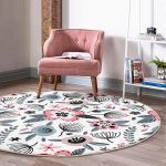 - RealHomes Dijital Baskılı Kaymaz Tabanlı Comfort Yuvarlak Halı - Realhomes Özel Tasarım Çiçek Yaprakları Dijital Baskılı Renkli Salon ve Oturma Odası Yıkanabilir Kaymaz Tabanlı Yuvarlak Halı Realhomes