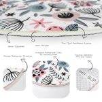 - RealHomes Dijital Baskılı Kaymaz Tabanlı Comfort Yuvarlak Halı - Realhomes Özel Tasarım Çiçek Yaprakları Dijital Baskılı Renkli Salon ve Oturma Odası Yıkanabilir Kaymaz Tabanlı Yuvarlak Halı Realhomes