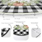 - RealHomes Dijital Baskılı Kaymaz Tabanlı Comfort Yuvarlak Halı - Realhomes Siyah Beyaz Ekose Motifli Kabak Temalı Modern Renkli Salon ve Oturma Odası Yıkanabilir Kaymaz Tabanlı Yuvarlak Halı Realhomes