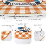 - RealHomes Dijital Baskılı Kaymaz Tabanlı Comfort Yuvarlak Halı - Realhomes  Realhomes Turuncu Ekose Wolcome Temalı Outdoor Yıkanabilir Kaymaz Tabanlı Yuvarlak Kadife Halı Realhomes