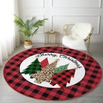 - RealHomes Dijital Baskılı Kaymaz Tabanlı Comfort Yuvarlak Halı - Realhomes Kırmızı Ekose Mery Christmas Özel Tasarım Modern Bordo Outdoor Yıkanabilir Kaymaz Tabanlı Yuvarlak Halı Realhomes