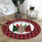 - RealHomes Dijital Baskılı Kaymaz Tabanlı Comfort Yuvarlak Halı - Realhomes Kırmızı Ekose Mery Christmas Özel Tasarım Modern Bordo Outdoor Yıkanabilir Kaymaz Tabanlı Yuvarlak Halı Realhomes