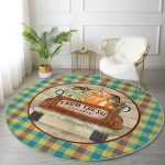 - RealHomes Dijital Baskılı Kaymaz Tabanlı Comfort Yuvarlak Halı - Realhomes  Farm Fresh Ekose Motifli Kabak Temalı Modern Renkli Outdoor Yıkanabilir Kaymaz Tabanlı Yuvarlak Halı Realhomes