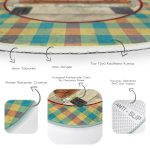 - RealHomes Dijital Baskılı Kaymaz Tabanlı Comfort Yuvarlak Halı - Realhomes  Farm Fresh Ekose Motifli Kabak Temalı Modern Renkli Outdoor Yıkanabilir Kaymaz Tabanlı Yuvarlak Halı Realhomes