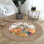 - RealHomes Dijital Baskılı Kaymaz Tabanlı Comfort Yuvarlak Halı - Realhomes  Kahve Puantiyeli Motifli Kabak Tasarımlı Modern Kahverengi Outdoor Yıkanabilir Kaymaz Tabanlı Yuvarlak Halı Realhomes