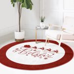 - RealHomes Dijital Baskılı Kaymaz Tabanlı Comfort Yuvarlak Halı - Realhomes  Believe Temalı Noel Baba ve Geyikleri Özel Tasarım Modern Bordo Outdoor Yıkanabilir Kaymaz Tabanlı Yuvarlak Halı Realhomes