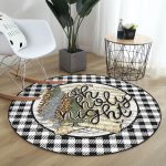 - RealHomes Dijital Baskılı Kaymaz Tabanlı Comfort Yuvarlak Halı - Realhomes  Realhomes Siyah Beyaz Ekose Motifli Özel Tasarım Modern Banyo Yıkanabilir Kaymaz Tabanlı Yuvarlak Halı Realhomes