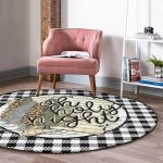 - RealHomes Dijital Baskılı Kaymaz Tabanlı Comfort Yuvarlak Halı - Realhomes  Realhomes Siyah Beyaz Ekose Motifli Özel Tasarım Modern Banyo Yıkanabilir Kaymaz Tabanlı Yuvarlak Halı Realhomes