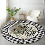 - RealHomes Dijital Baskılı Kaymaz Tabanlı Comfort Yuvarlak Halı - Realhomes  Realhomes Siyah Beyaz Ekose Motifli Özel Tasarım Modern Banyo Yıkanabilir Kaymaz Tabanlı Yuvarlak Halı Realhomes