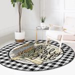 - RealHomes Dijital Baskılı Kaymaz Tabanlı Comfort Yuvarlak Halı - Realhomes  Realhomes Siyah Beyaz Ekose Motifli Özel Tasarım Modern Banyo Yıkanabilir Kaymaz Tabanlı Yuvarlak Halı Realhomes