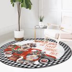 - RealHomes Dijital Baskılı Kaymaz Tabanlı Comfort Yuvarlak Halı - Realhomes  Siyah Beyaz Ekose Pumpkin Özel Tasarımlı Modern Renkli Banyo Yıkanabilir Kaymaz Tabanlı Yuvarlak Halı Realhomes