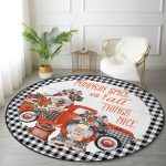 - RealHomes Dijital Baskılı Kaymaz Tabanlı Comfort Yuvarlak Halı - Realhomes  Siyah Beyaz Ekose Pumpkin Özel Tasarımlı Modern Renkli Banyo Yıkanabilir Kaymaz Tabanlı Yuvarlak Halı Realhomes