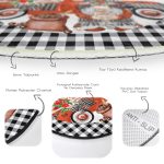 - RealHomes Dijital Baskılı Kaymaz Tabanlı Comfort Yuvarlak Halı - Realhomes  Siyah Beyaz Ekose Pumpkin Özel Tasarımlı Modern Renkli Banyo Yıkanabilir Kaymaz Tabanlı Yuvarlak Halı Realhomes