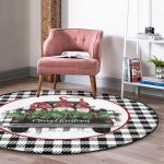 - RealHomes Dijital Baskılı Kaymaz Tabanlı Comfort Yuvarlak Halı - Realhomes  Siyah Beyaz Ekose Mery Christmas Özel Tasarımlı Modern Banyo Yıkanabilir Kaymaz Tabanlı Yuvarlak Halı Realhomes