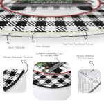 - RealHomes Dijital Baskılı Kaymaz Tabanlı Comfort Yuvarlak Halı - Realhomes  Siyah Beyaz Ekose Mery Christmas Özel Tasarımlı Modern Banyo Yıkanabilir Kaymaz Tabanlı Yuvarlak Halı Realhomes