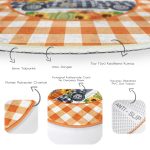 Turuncu Ekose Kabak Temalı Dijital Baskılı Modern Banyo Yıkanabilir Kaymaz Tabanlı Yuvarlak Halı Realhomes