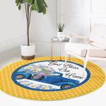 - RealHomes Dijital Baskılı Kaymaz Tabanlı Comfort Yuvarlak Halı - Realhomes Sarı Puantiyeli Papatyalı Araba Dijital Baskılı Modern Gold Banyo Yıkanabilir Kaymaz Tabanlı Yuvarlak Halı Realhomes