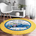 - RealHomes Dijital Baskılı Kaymaz Tabanlı Comfort Yuvarlak Halı - Realhomes Sarı Puantiyeli Papatyalı Araba Dijital Baskılı Modern Gold Banyo Yıkanabilir Kaymaz Tabanlı Yuvarlak Halı Realhomes