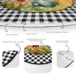 - RealHomes Dijital Baskılı Kaymaz Tabanlı Comfort Yuvarlak Halı - Realhomes  Kabak Temalı Siyah Beyaz Ekose Tasarımlı Modern Renkli Outdoor Yıkanabilir Kaymaz Tabanlı Yuvarlak Halı Realhomes