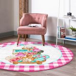 - RealHomes Dijital Baskılı Kaymaz Tabanlı Comfort Yuvarlak Halı - Realhomes  Pembe Ekose Özel Tasarım Dijital Baskılı Modern Outdoor Yıkanabilir Kaymaz Tabanlı Yuvarlak Halı Realhomes