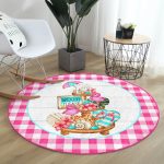 - RealHomes Dijital Baskılı Kaymaz Tabanlı Comfort Yuvarlak Halı - Realhomes  Pembe Ekose Özel Tasarım Dijital Baskılı Modern Outdoor Yıkanabilir Kaymaz Tabanlı Yuvarlak Halı Realhomes