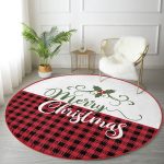 - RealHomes Dijital Baskılı Kaymaz Tabanlı Comfort Yuvarlak Halı - Realhomes Realhomes Mery Christmas Temalı Ekose Tasarımlı Modern Bordo Outdoor Yıkanabilir Kaymaz Tabanlı Yuvarlak Halı Realhomes