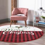 - RealHomes Dijital Baskılı Kaymaz Tabanlı Comfort Yuvarlak Halı - Realhomes Realhomes Mery Christmas Temalı Ekose Tasarımlı Modern Bordo Outdoor Yıkanabilir Kaymaz Tabanlı Yuvarlak Halı Realhomes