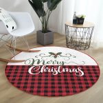 - RealHomes Dijital Baskılı Kaymaz Tabanlı Comfort Yuvarlak Halı - Realhomes Realhomes Mery Christmas Temalı Ekose Tasarımlı Modern Bordo Outdoor Yıkanabilir Kaymaz Tabanlı Yuvarlak Halı Realhomes