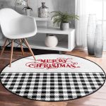 - RealHomes Dijital Baskılı Kaymaz Tabanlı Comfort Yuvarlak Halı - Realhomes  Realhomes Mery Christmas Temalı Ekose Tasarımlı Modern Siyah Outdoor Yıkanabilir Kaymaz Tabanlı Yuvarlak Halı Realhomes