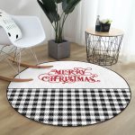 - RealHomes Dijital Baskılı Kaymaz Tabanlı Comfort Yuvarlak Halı - Realhomes  Realhomes Mery Christmas Temalı Ekose Tasarımlı Modern Siyah Outdoor Yıkanabilir Kaymaz Tabanlı Yuvarlak Halı Realhomes