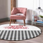 - RealHomes Dijital Baskılı Kaymaz Tabanlı Comfort Yuvarlak Halı - Realhomes  Realhomes Mery Christmas Temalı Ekose Tasarımlı Modern Siyah Outdoor Yıkanabilir Kaymaz Tabanlı Yuvarlak Halı Realhomes