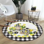 - RealHomes Dijital Baskılı Kaymaz Tabanlı Comfort Yuvarlak Halı - Realhomes  Realhomes Limon Tasarımlı Ekose Motifli Modern Gold Banyo Yıkanabilir Kaymaz Tabanlı Yuvarlak Kadife Halı Realhomes