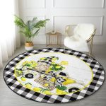 - RealHomes Dijital Baskılı Kaymaz Tabanlı Comfort Yuvarlak Halı - Realhomes  Realhomes Limon Tasarımlı Ekose Motifli Modern Gold Banyo Yıkanabilir Kaymaz Tabanlı Yuvarlak Kadife Halı Realhomes