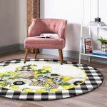 - RealHomes Dijital Baskılı Kaymaz Tabanlı Comfort Yuvarlak Halı - Realhomes  Realhomes Limon Tasarımlı Ekose Motifli Modern Gold Banyo Yıkanabilir Kaymaz Tabanlı Yuvarlak Kadife Halı Realhomes