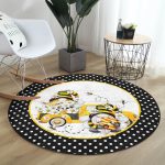 - RealHomes Dijital Baskılı Kaymaz Tabanlı Comfort Yuvarlak Halı - Realhomes  Siyah Puantiye li Arı Temalı Dijital Baskılı Modern Banyo Yıkanabilir Kaymaz Tabanlı Yuvarlak Halı Realhomes